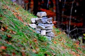 stacked stones on the hillside