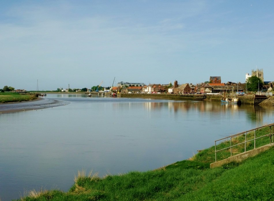 landscape of riverside town in Europe