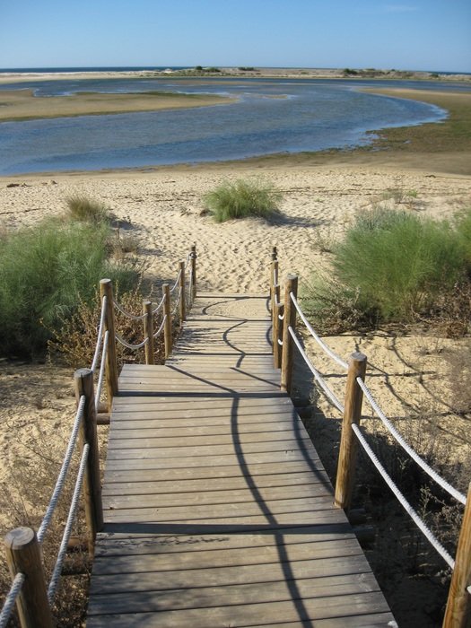 boardwalk down to the beach in south of portugal