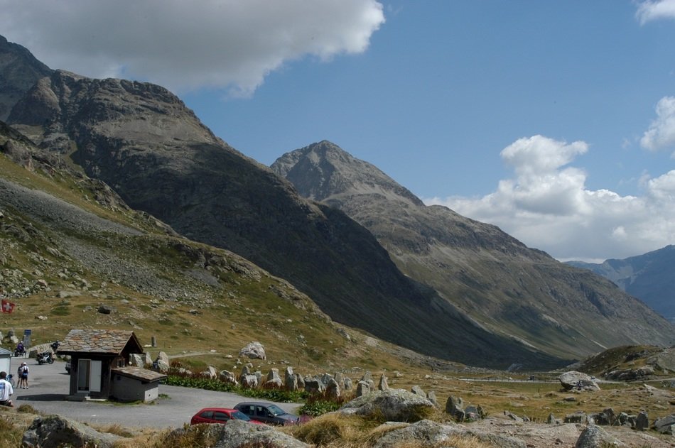 panoramic view of the Engadine Valley on the Swiss pass