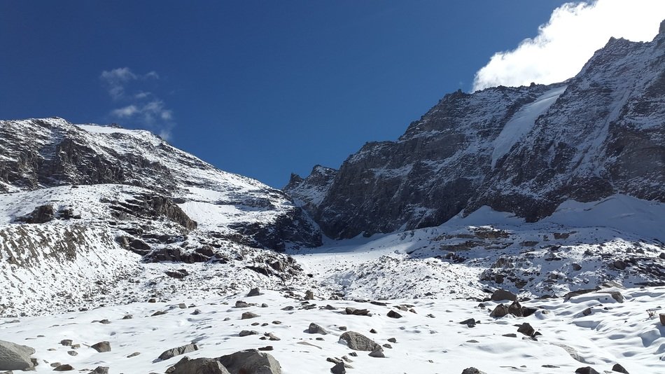 the northern wall of the glacier