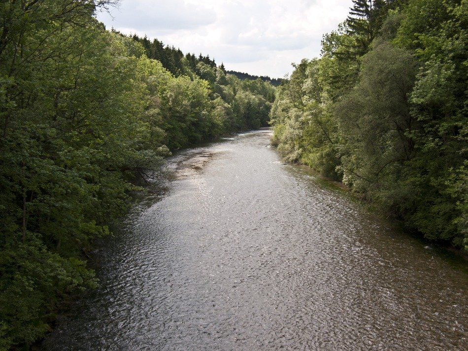 forest on both sides of ammer river, germany, peiÃenberg