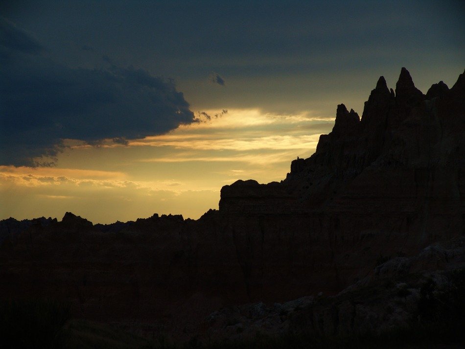 Landscape of badlands at the sunset