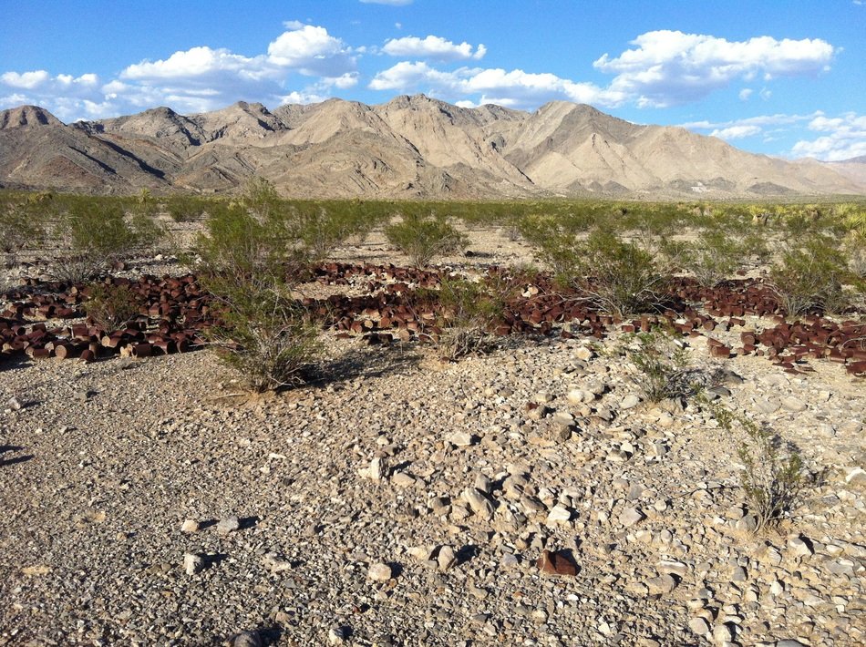 rusty cans in the desert