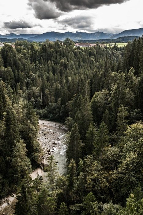 ammer river in the alps, germany,