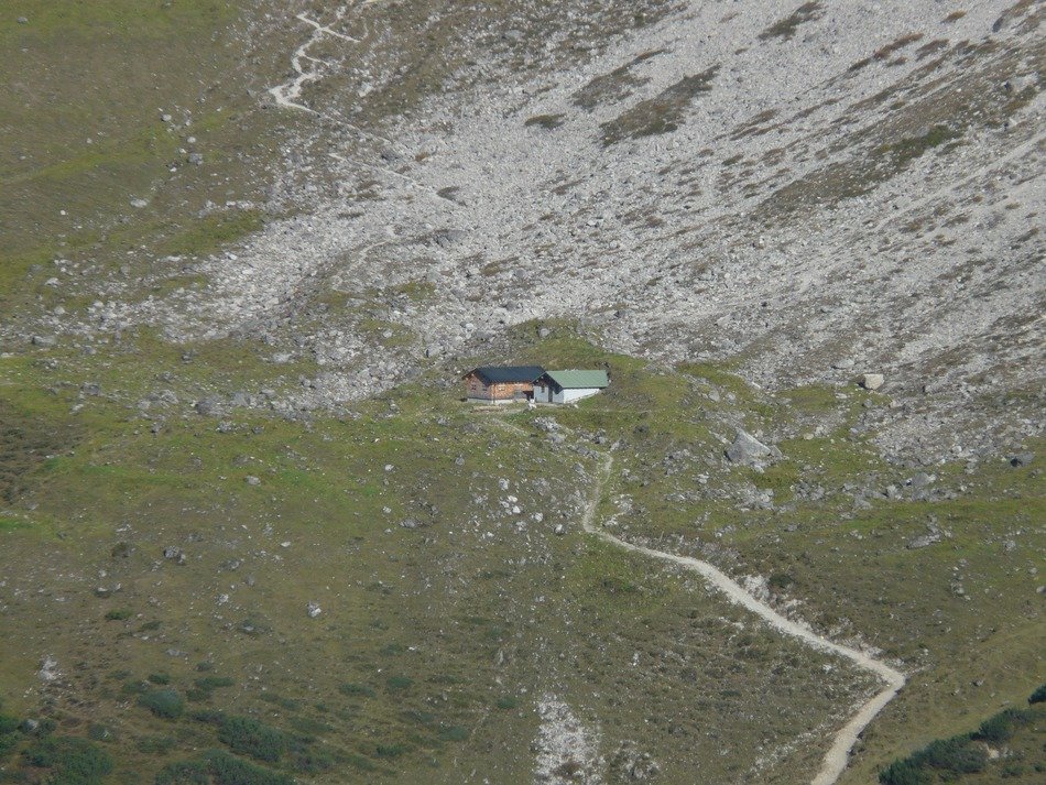 Landscape of wild field hut