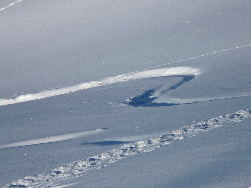 view of the tracks in the snow