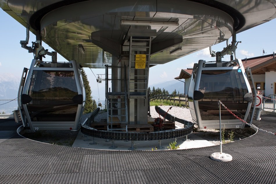 cable car gondolas in the mountains