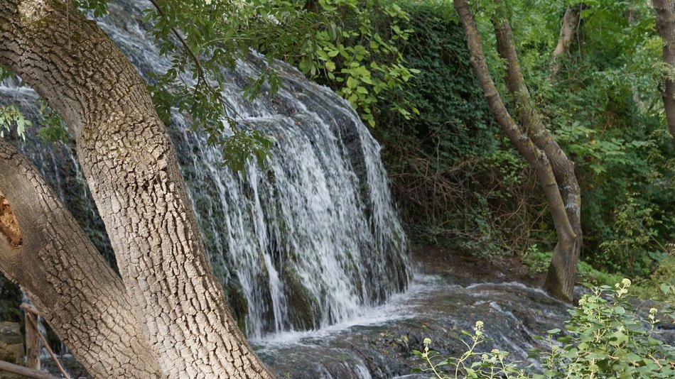 waterfall near the river stone monastery