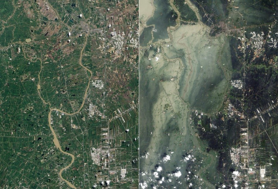 satellite view of the tsunami in ayutthaya