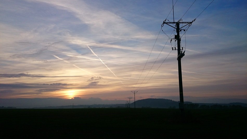 power lines in front of the city klodzko