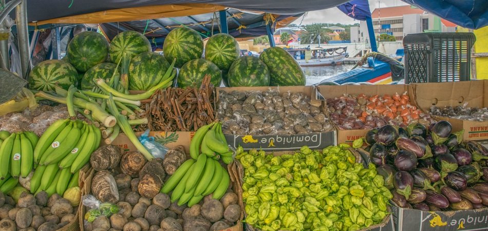 vegetables and fruit on the counter