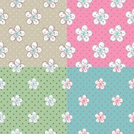 Flowers Apple or cherry polka dot Set of seamless pattern N2