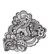 Black and white floral design element