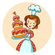 Woman in kitchen Beautiful baker