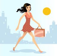 Happy shopping girl with bag at town N2
