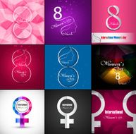 Women&#039;s day colorful background set card collection presentation vector