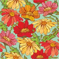 Floral Seamless Pattern with hand drawncamomile