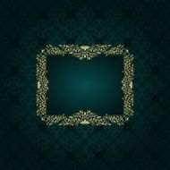 Vector greeting card with golden frame