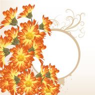 Floral vector background with orange flowers