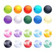 Set of different colorful faceted and round beads