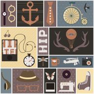 Set of hipster themed objects