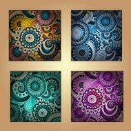 Set of four decorative ornamental ethnic cards in vector N2