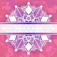 Template frame for card with lace snowflake