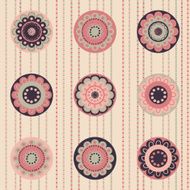 Fashion pattern with flowers in retro color N2