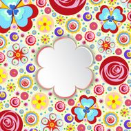 Flowers vector floral composition with place for text paint texture N12