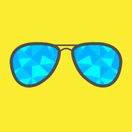 Glasses with blue abstract triangles Polygonal effect