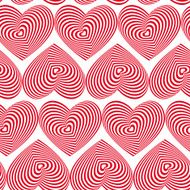 Red Heart Striped seamless pattern on white background vector