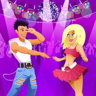Sexy couple dancing disco