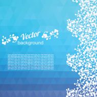 Geometric background of the blue triangles and Floral ornament