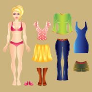 White paper girl dress up vector template