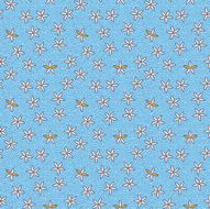Seamless retro pattern of small flowers on blue background N3
