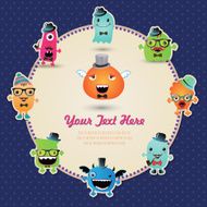 Hipster Monster Banner Card Vector Illustration N2