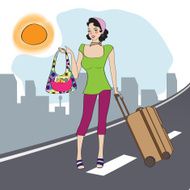 young woman with suitcase N27