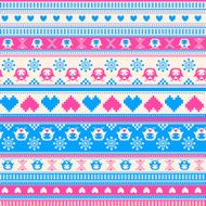 Seamless Winter Sweater pattern with Hearts and Owls N4