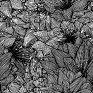 seamless monochrome vector pattern from graphic fantastic flowers