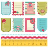 Design elements for baby scrapbook - cute tags with buttons