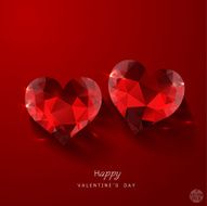 Valentine with couple red heart diamond on background vector