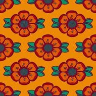 Fashion pattern with flowers in orange color