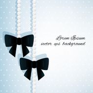 Two bow with pearls on blue background
