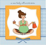 baby announcement card with pregnant woman N16