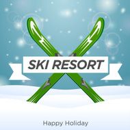 Sunny ski resort and happy holiday