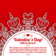 Vector Valentine&#039;s day lacy greeting ornate background N6