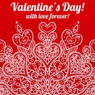 Vector Valentine&#039;s day lacy greeting ornate background N7