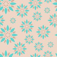 Seamless leaves rosette background in beige and blue colors