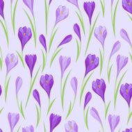 Spring flowers crocus natural seamless pattern N2